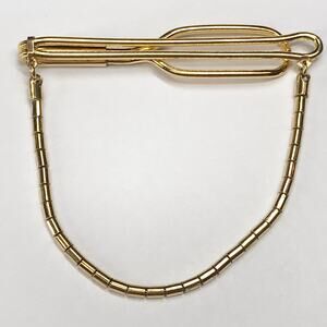 Vintage Forstner 12K Yellow Gold Filled Tie Bar Clip with Chain Mens